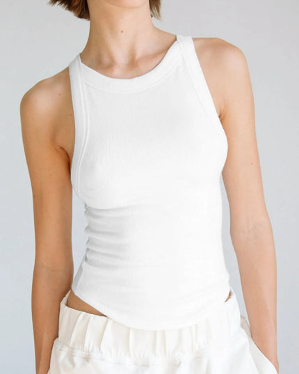 Asymmetrical Back Ribbed Crop Tank Top 