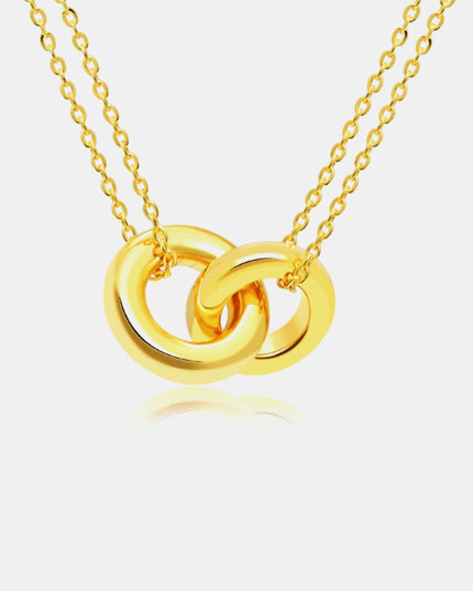 Linked Ring Pendant Chain Necklace Gold One Size