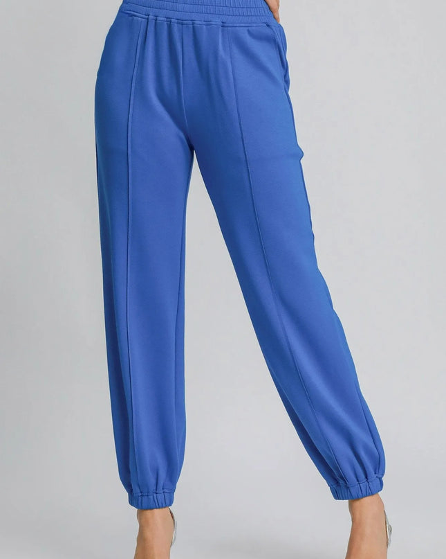 Umgee Drawstring Jogger Pants with Front Seam Detail OCEAN