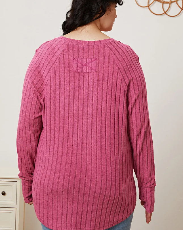 Basic Bae Full Size Ribbed Thumbhole Sleeve T-Shirt