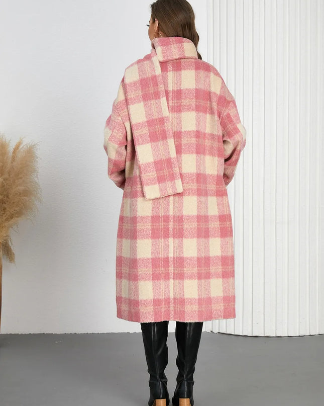 Plaid Button Up Long Sleeve Coat