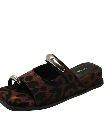 Toe Loop Cutout Platform Sandals