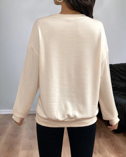 Sequined Bow Round Neck Sweatshirt