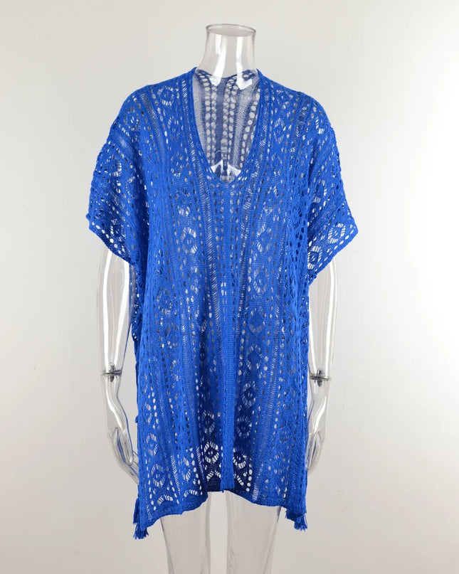 Angel Wings Cutout V-Neck Cover-Up with Tassel 