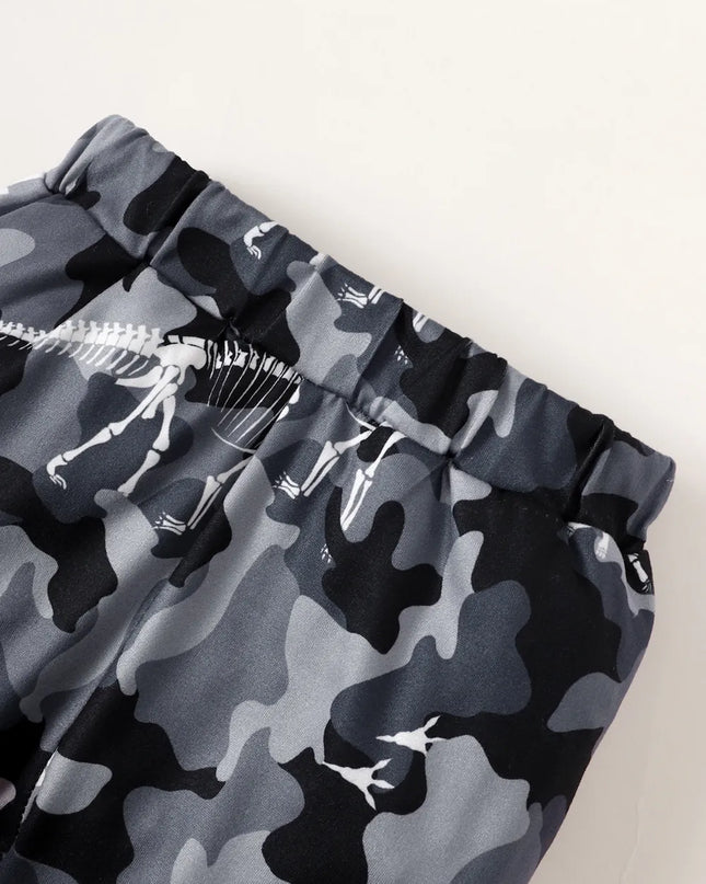 Children's Striped Hooded Bodysuit and Camouflage Pants Set