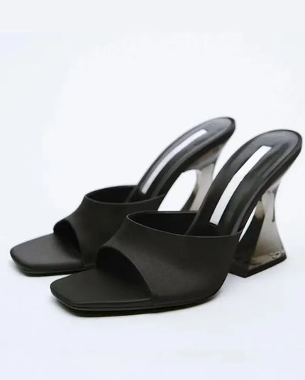 Open Toe High Heel Sandals Black