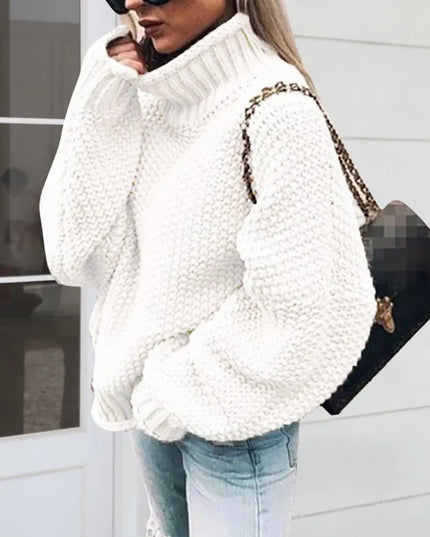 Turtleneck Long Sleeve Sweater White