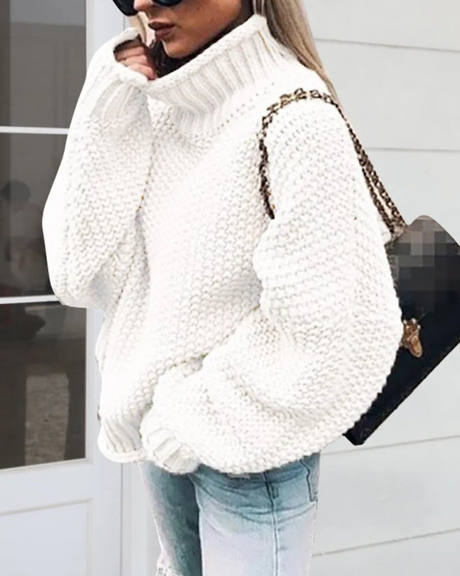 Turtleneck Long Sleeve Sweater White