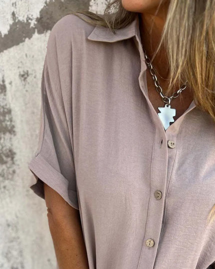 Full Size Collared Neck Half Sleeve Shirt Plus Size 