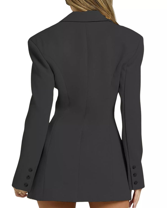 Lapel Collar Fitted Blazer Dress