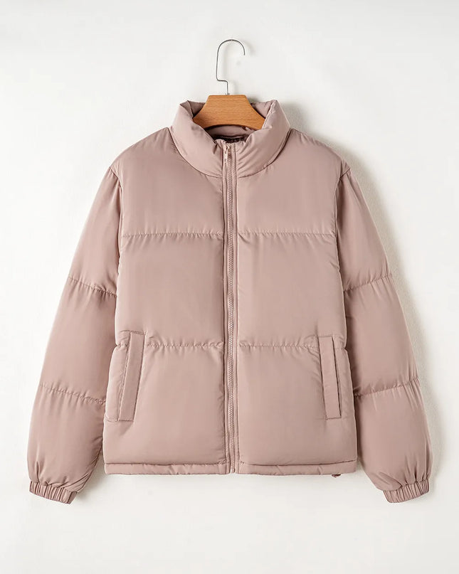 Turtleneck Zip Up Long Sleeve Winter Coat