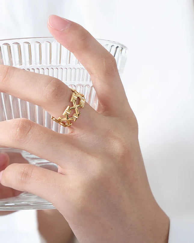 18K Gold-Plated Irregular Open Ring Mustard 7