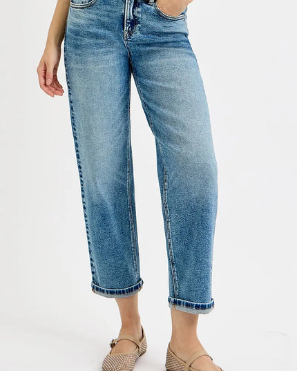 RISEN Full Size High Rise Crop Boyfriend Jeans Plus Size