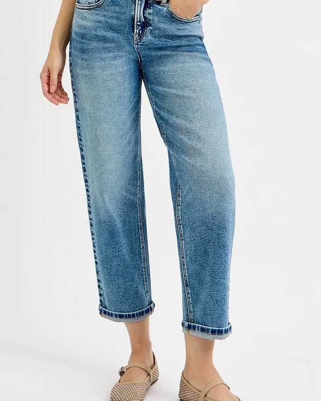 RISEN Full Size High Rise Crop Boyfriend Jeans Plus Size