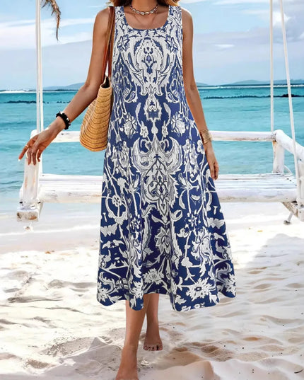 Printed Sleeveless Midi Dress 