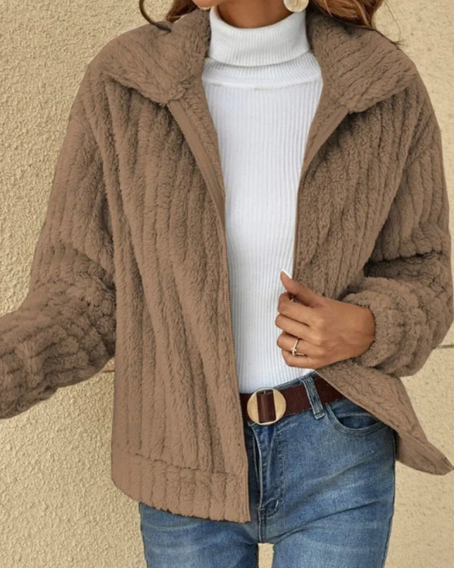 Plush Zip Up Long Sleeve Jacket