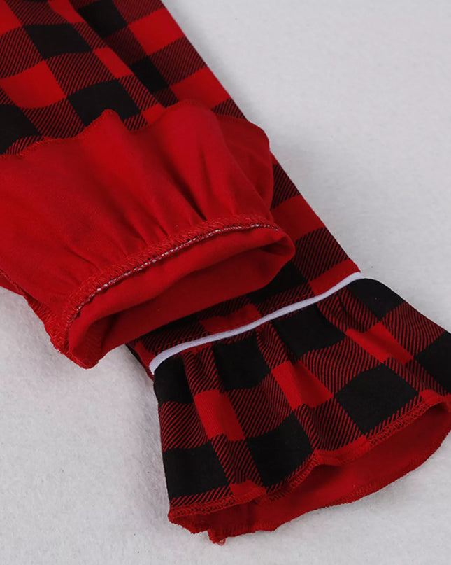 Children's Plaid Ruffle Hem Long Sleeve Dress