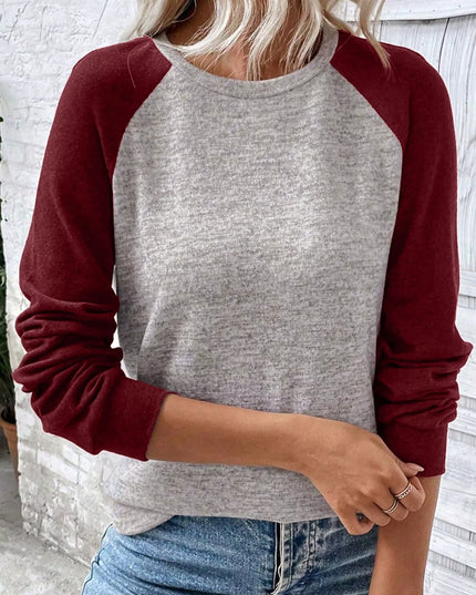 Color Block Raglan Long Sleeve T Shirt