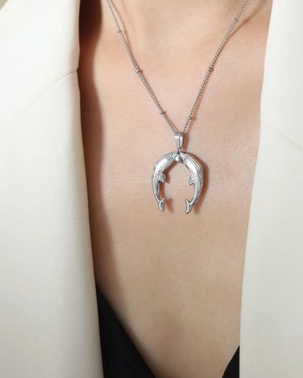 Gold Horseshoe Jewelry Set with Necklace and Earrings 