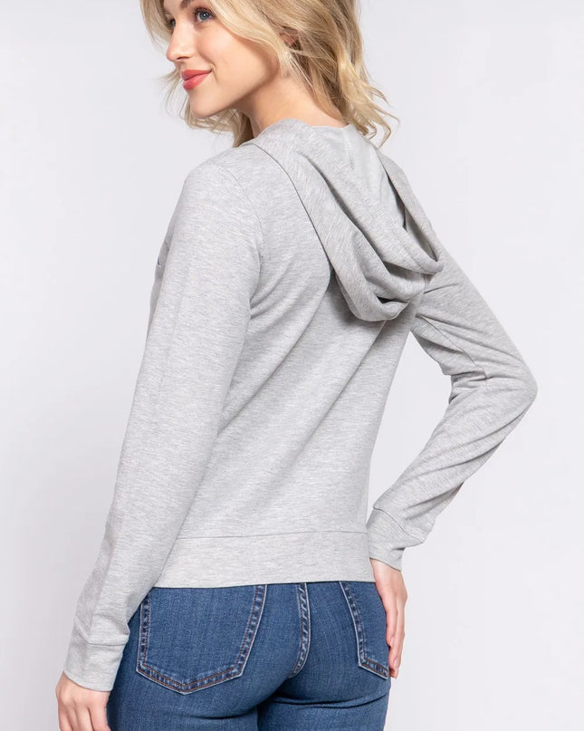 ACTIVE BASIC CALIFORNIA Zip Up Drawstring Long Sleeve Hoodie