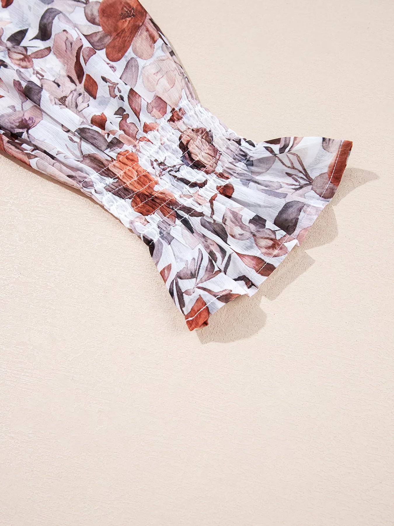 Floral Print Sweetheart Neck Long Sleeve High Waist Mini Dress