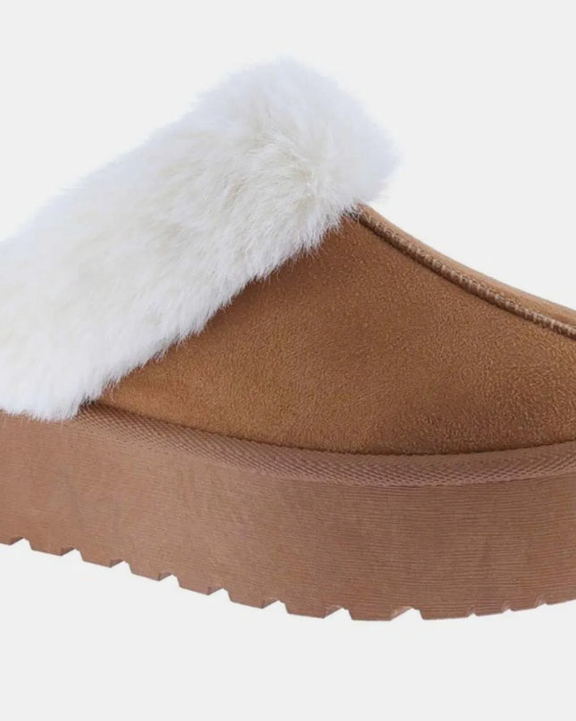 Weeboo Thick Bottom Fur Trim Snow Slippers