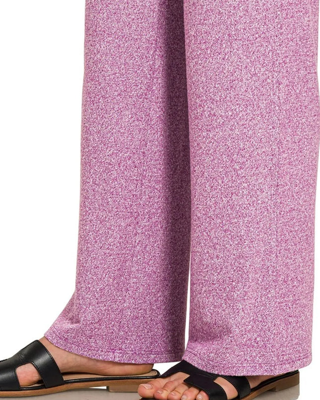 Zenana Soft Melange Short Sleeve Tee & Long Pants Set