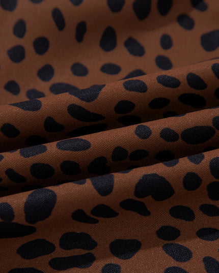 Leopard Print Ruffled Puff Sleeve Blouse