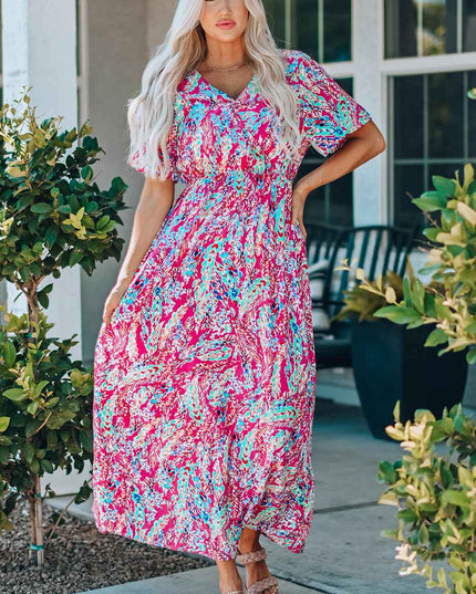 Multicolored V-Neck Maxi Dress