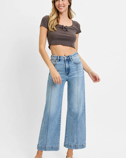 RISEN Full Size High Rise Crop Wide Leg Jeans Plus Size