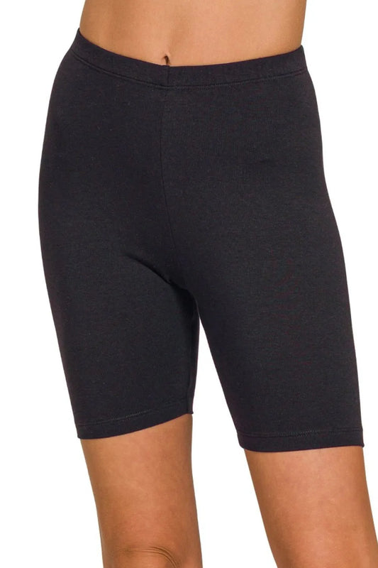 Zenana Premium Cotton Biker Shorts BLACK