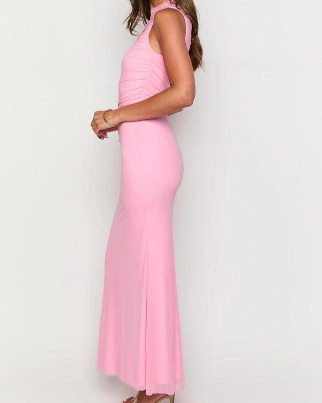 Ruched Sleeveless Bodycon Maxi Dress