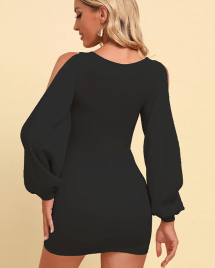 Square Neck Split Sleeve Mini Dress