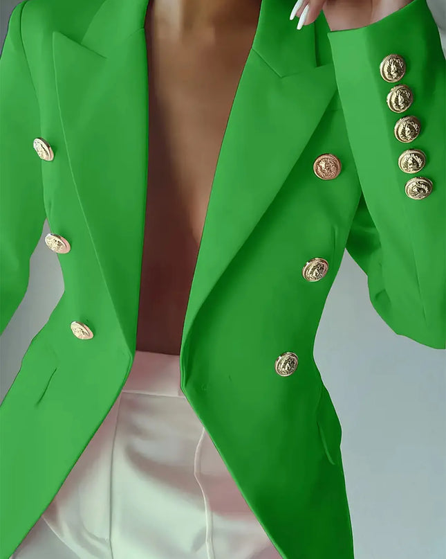 Decor Button Lapel Collar Blazer