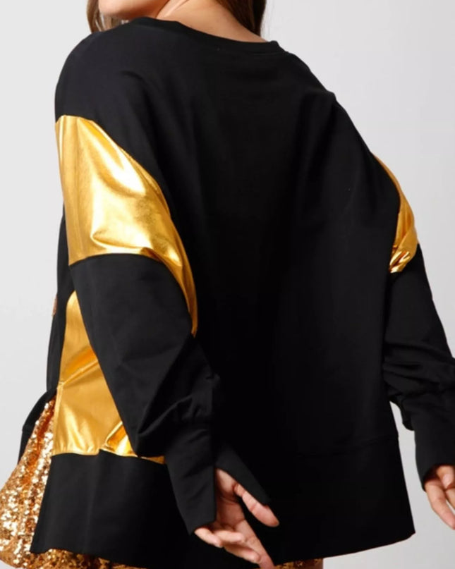 Christmas Sequin Boot Long Sleeve Sweatshirt