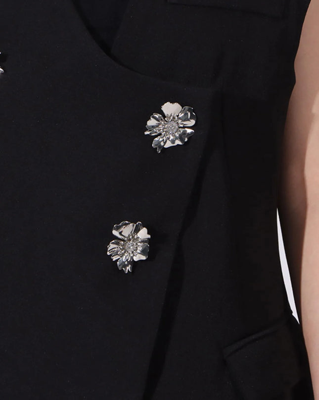 Flower Sleeveless Vest and Skirt Set