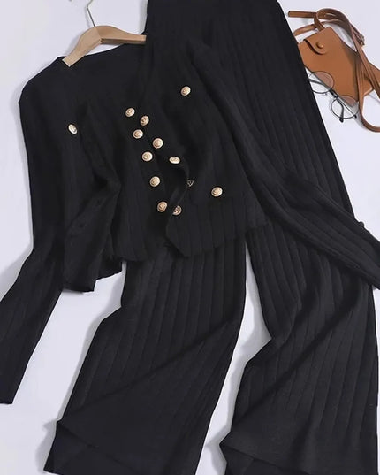 V-Neck Tank, Cardigan and Pants Three-Piece Sweater Set