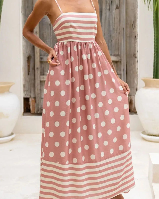 Polka Dot Square Neck Cami Dress