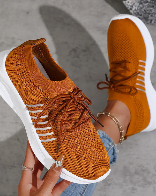 Breathable Mesh Lace Up Athletic Ginger