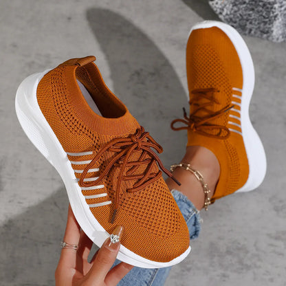 Breathable Mesh Lace Up Athletic Ginger