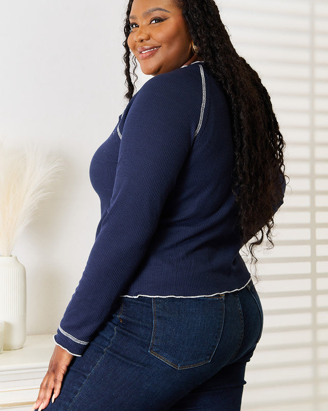 Basic Bae Long Raglan Sleeve Round Neck Top