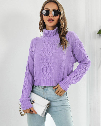 Turtleneck Dropped Shoulder Sweater Lilac