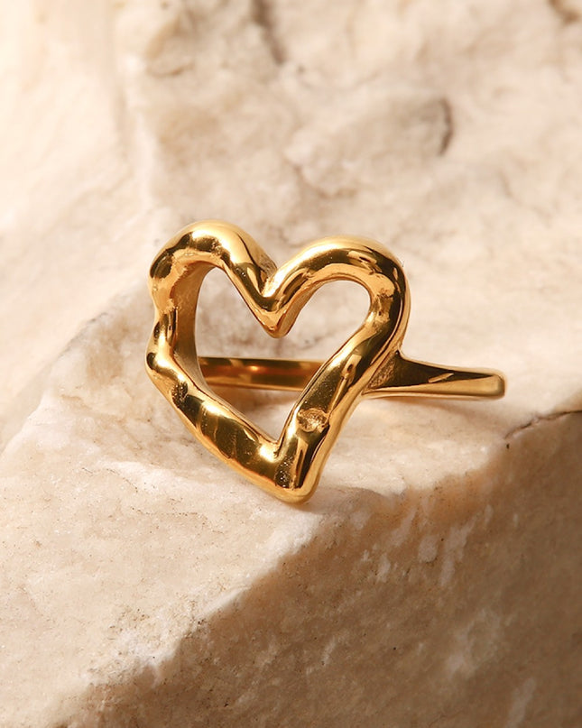 18K Gold Plated Heart-Shaped Ring 