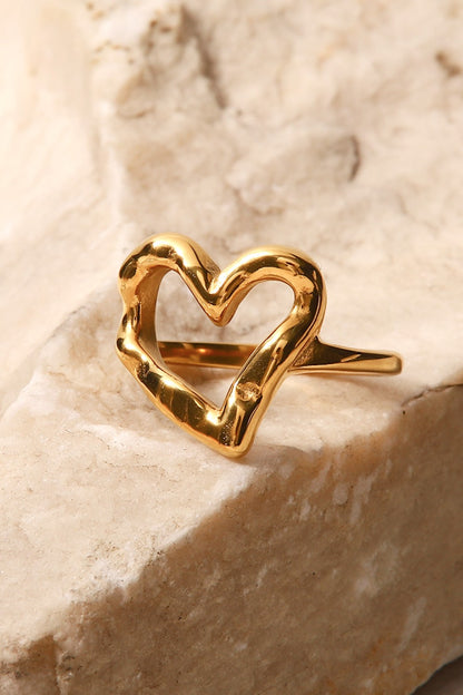 18K Gold Plated Heart-Shaped Ring 