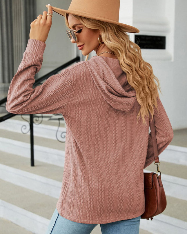 Cable-Knit Long Sleeve Hoodie