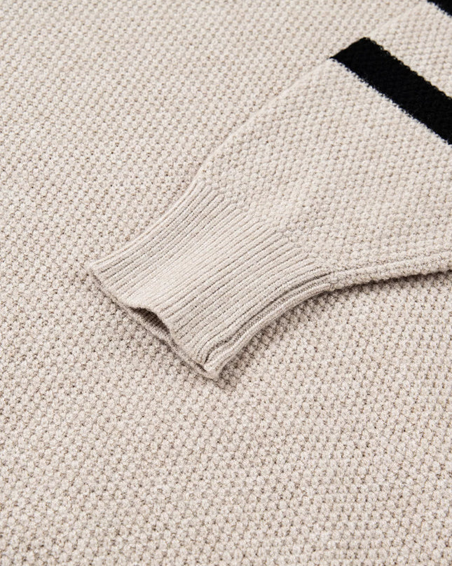 Color Block Knit Striped Sleeve Detail Casual Sweater