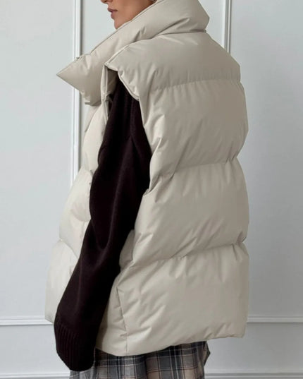 Zip Up Turtleneck Vest Coat