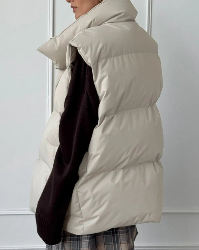 Zip Up Turtleneck Vest Coat