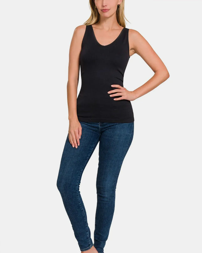 Zenana FRONT & BACK 2-WAY V-NECK / U-NECK SEAMLESS TANK