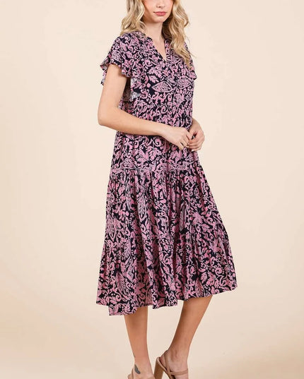 Mittoshop Abstract Print Ruffle Tier Midi Dress